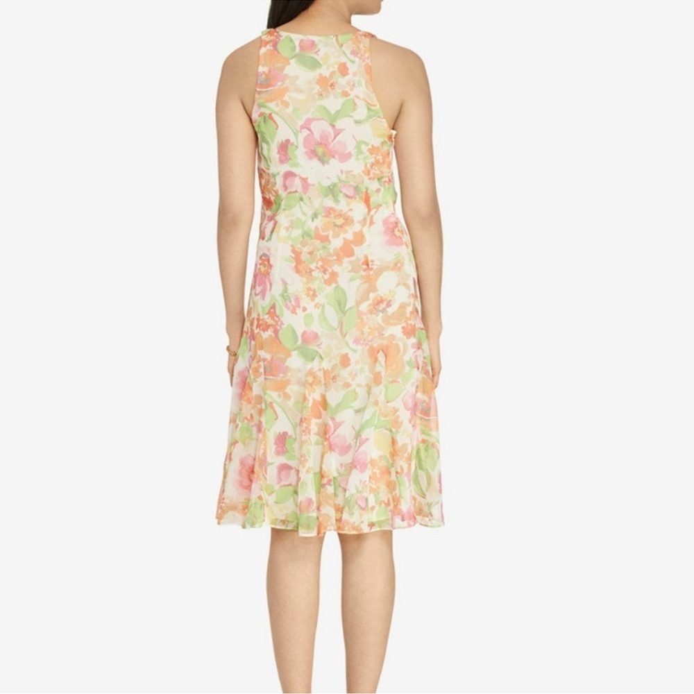 Ralph Lauren Georgette Surplice Floral Dress Sz 8 - Picture 2 of 7